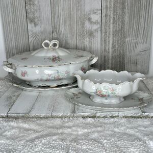 Antique Schönwald R.S.A.G. Bavaria Porcelain Covered Serving Dish, Platter, & Gr